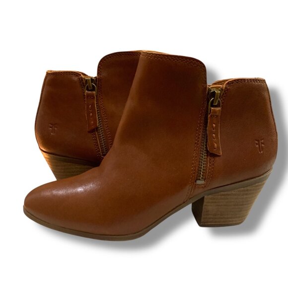 Frye Women’s Double Zip Judith Ankle Boots Whisky Brown Sz 6.5 Boho - Picture 3 of 8